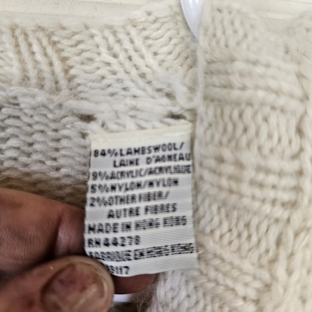 Marisa Christina Vintage Fair Isle Beaded Cable Knit Chunky Button Down Cardigan
